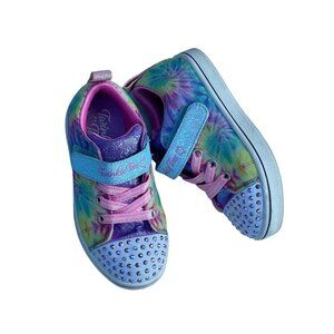 Sketchers Twinkle Toes tie-dyed light up sneakers shoes size 10